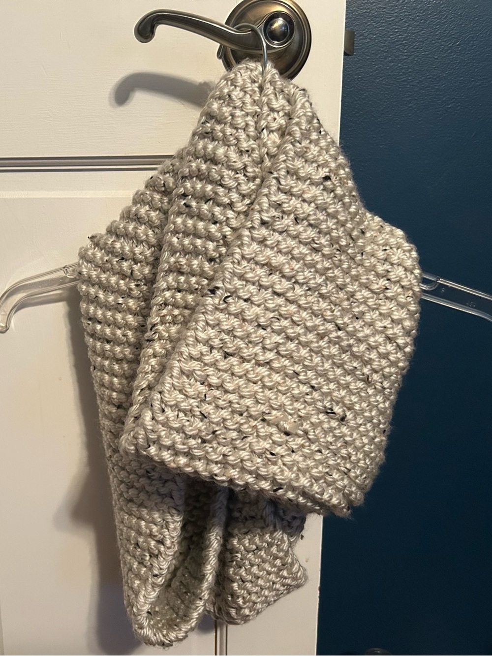 Hand knit infinity scarf 54”
